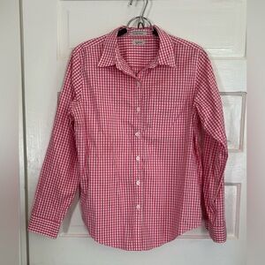 NWOT L.L. Bean Pink Gingham Button Down Shirt, size M